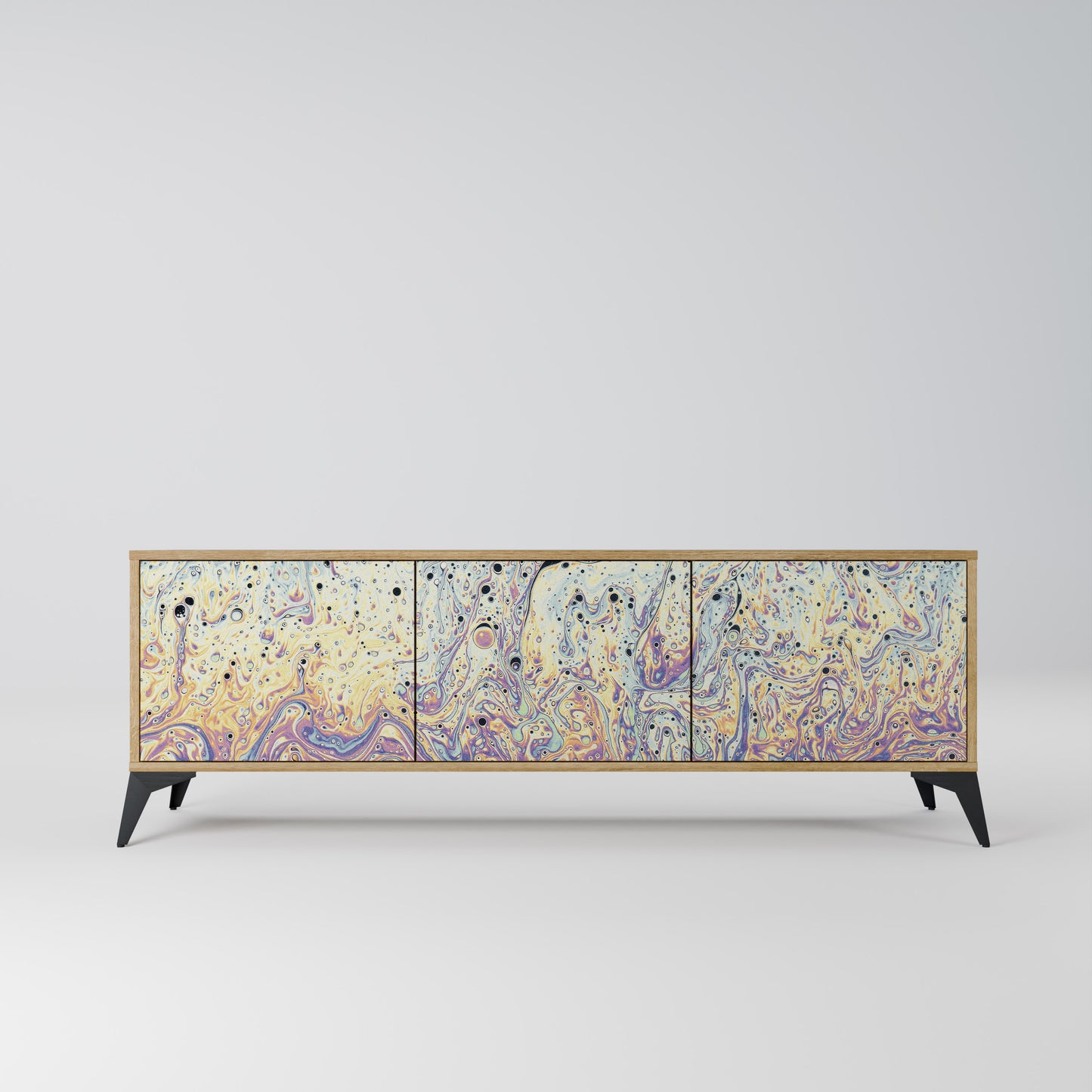 MOSAIC OF COLORS 3-Door TV Stand in Oak Effect
