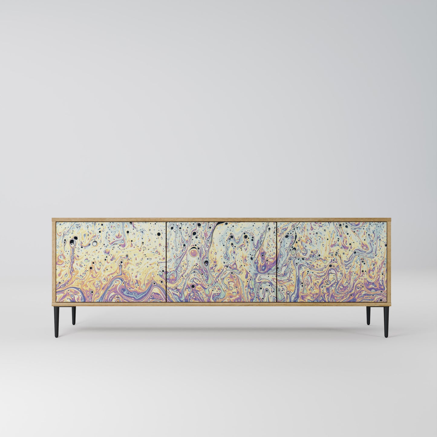 MOSAIC OF COLORS 3-Door TV Stand in Oak Effect