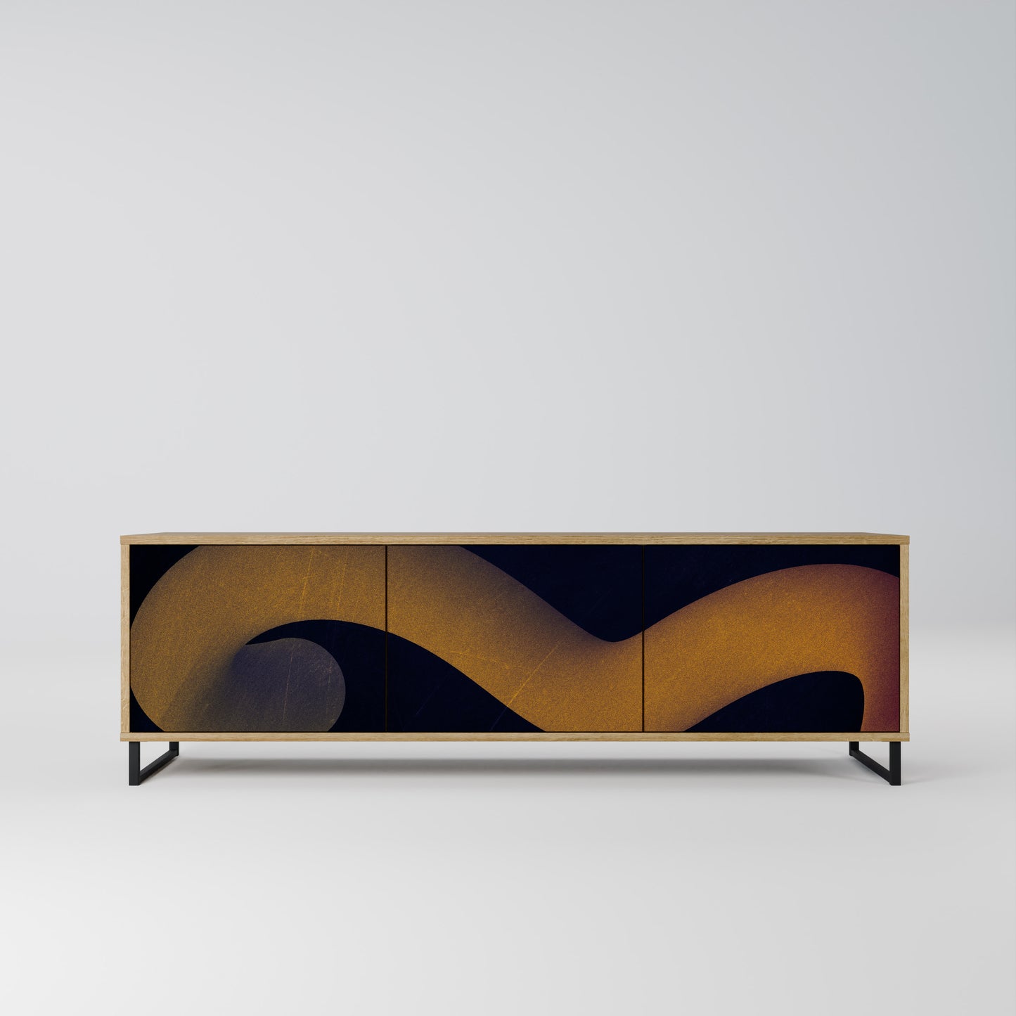 HOLLOW TIME 3-Door TV Stand in Oak Effect