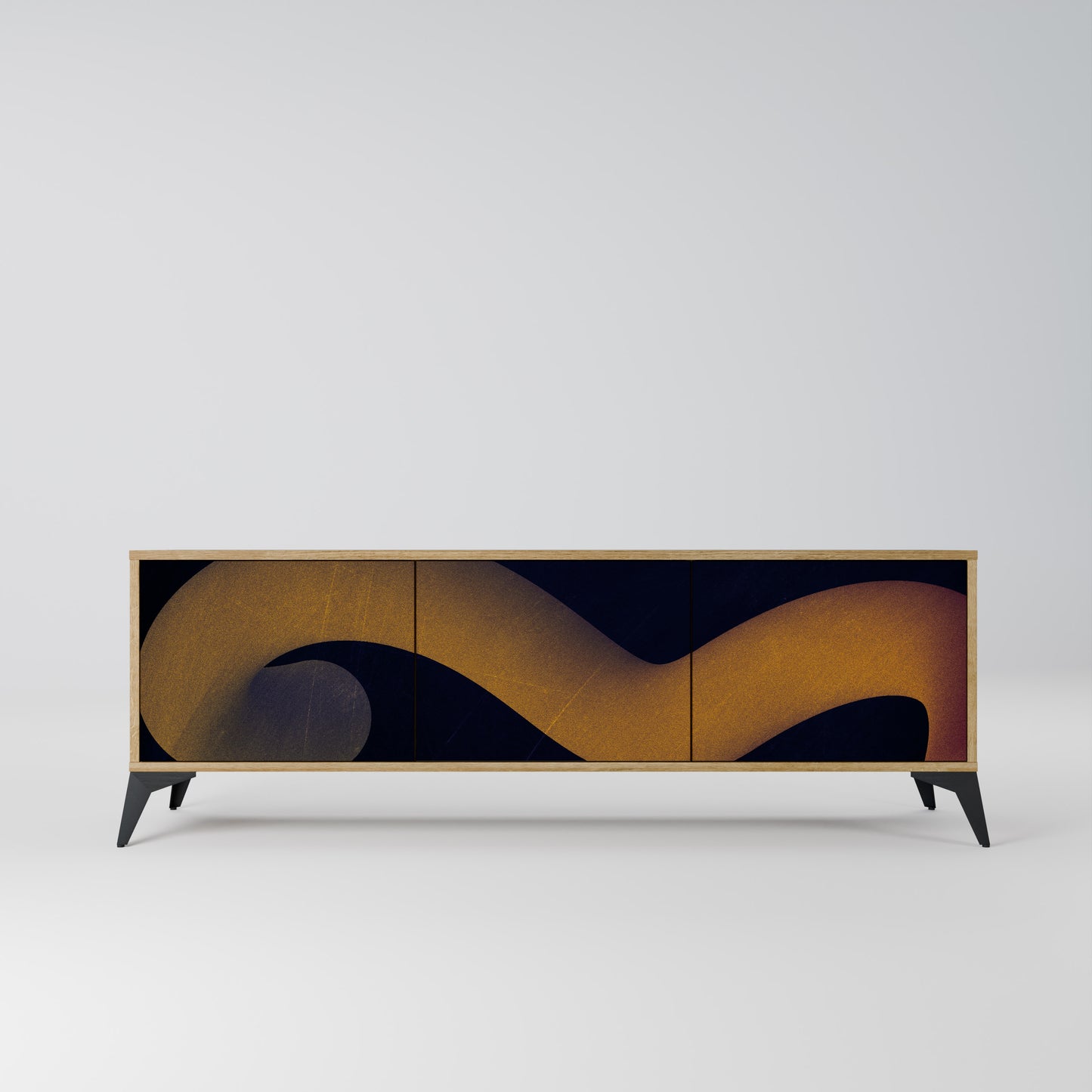 HOLLOW TIME 3-Door TV Stand in Oak Effect