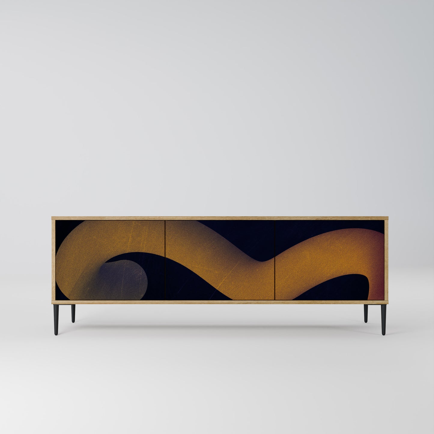 HOLLOW TIME 3-Door TV Stand in Oak Effect