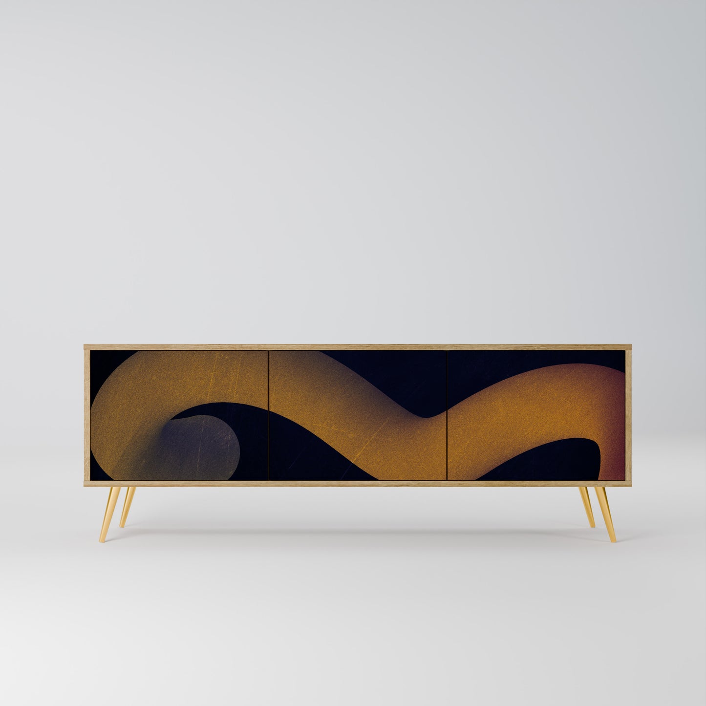 HOLLOW TIME 3-Door TV Stand in Oak Effect