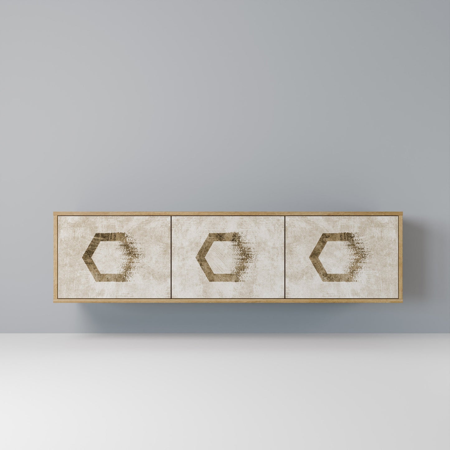 HEXAGONAL SHAPES 3-dörrars TV-bänk i ekeffekt
