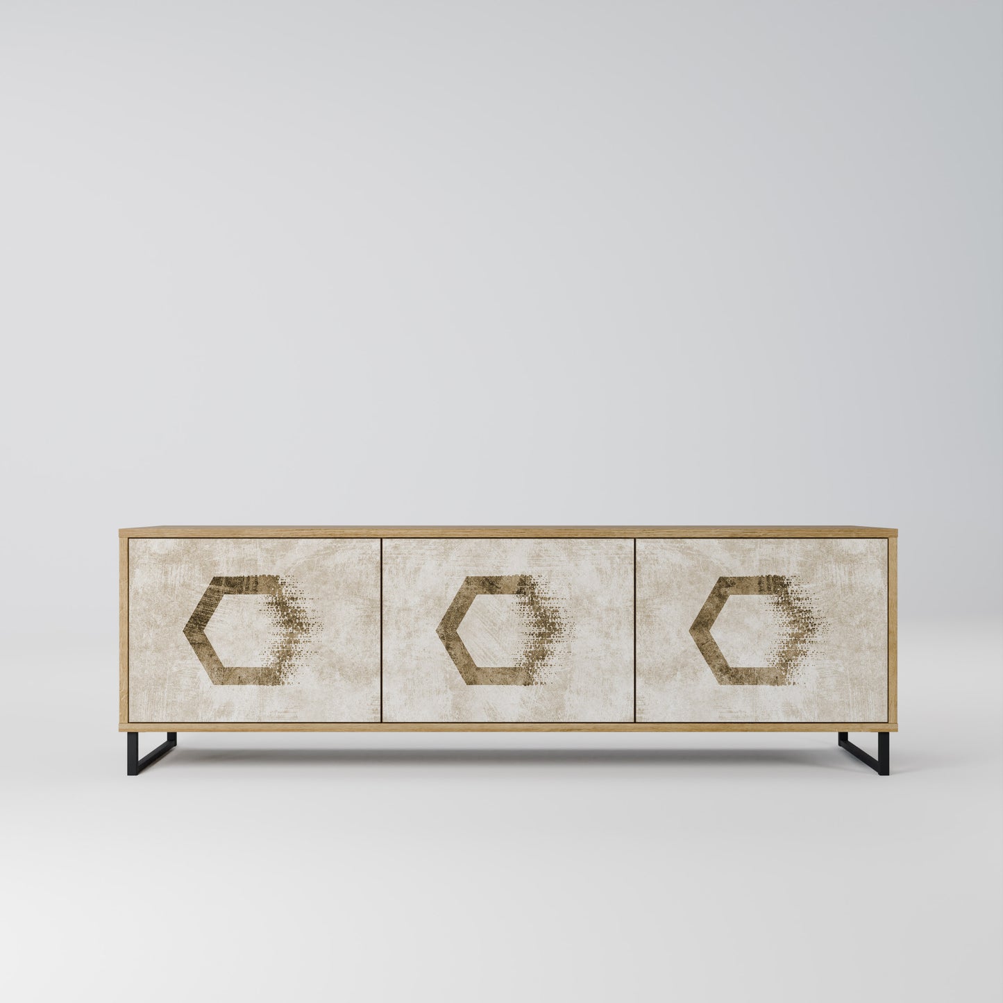 HEXAGONAL SHAPES 3-dörrars TV-bänk i ekeffekt