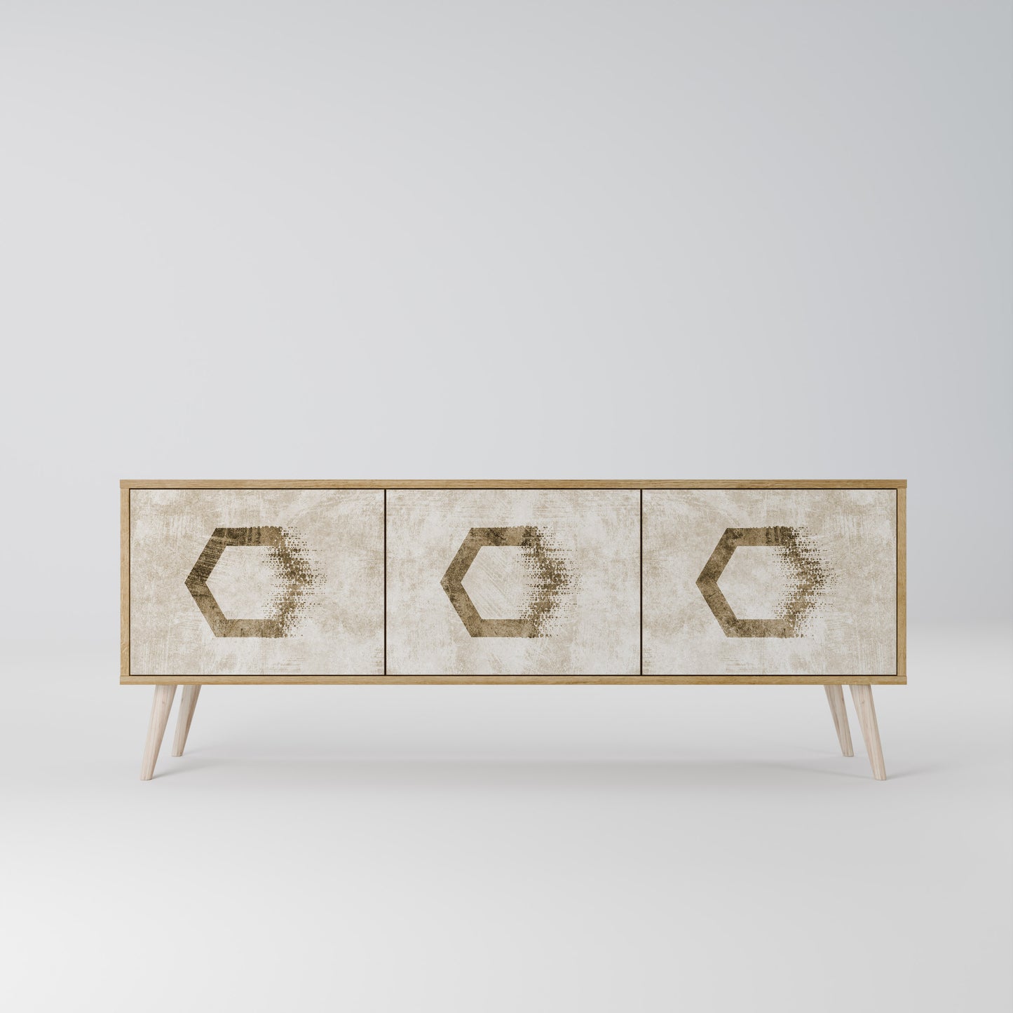 HEXAGONAL SHAPES 3-dörrars TV-bänk i ekeffekt