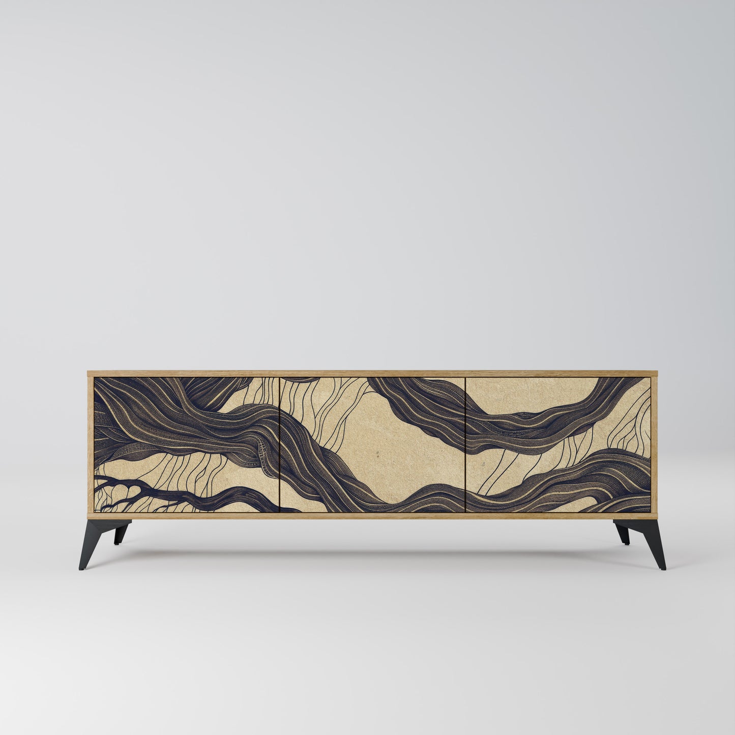UNIFIED FRAGMENTS 3-Door TV Stand in Oak Effect