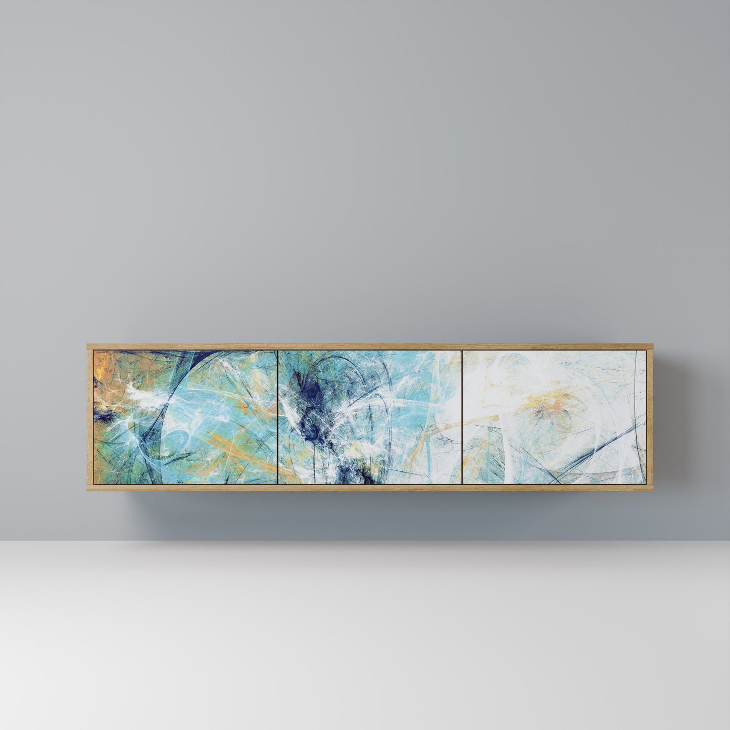 ABSTRACT THOUGHTS 3-Door TV Stand in Oak Effect