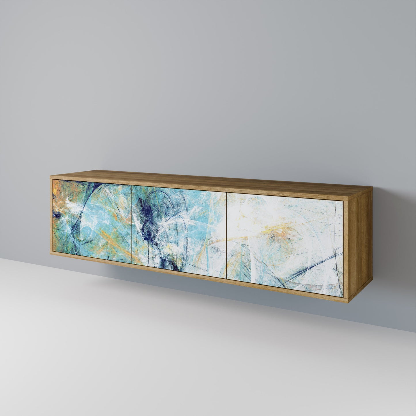 ABSTRACT THOUGHTS 3-Door TV Stand in Oak Effect
