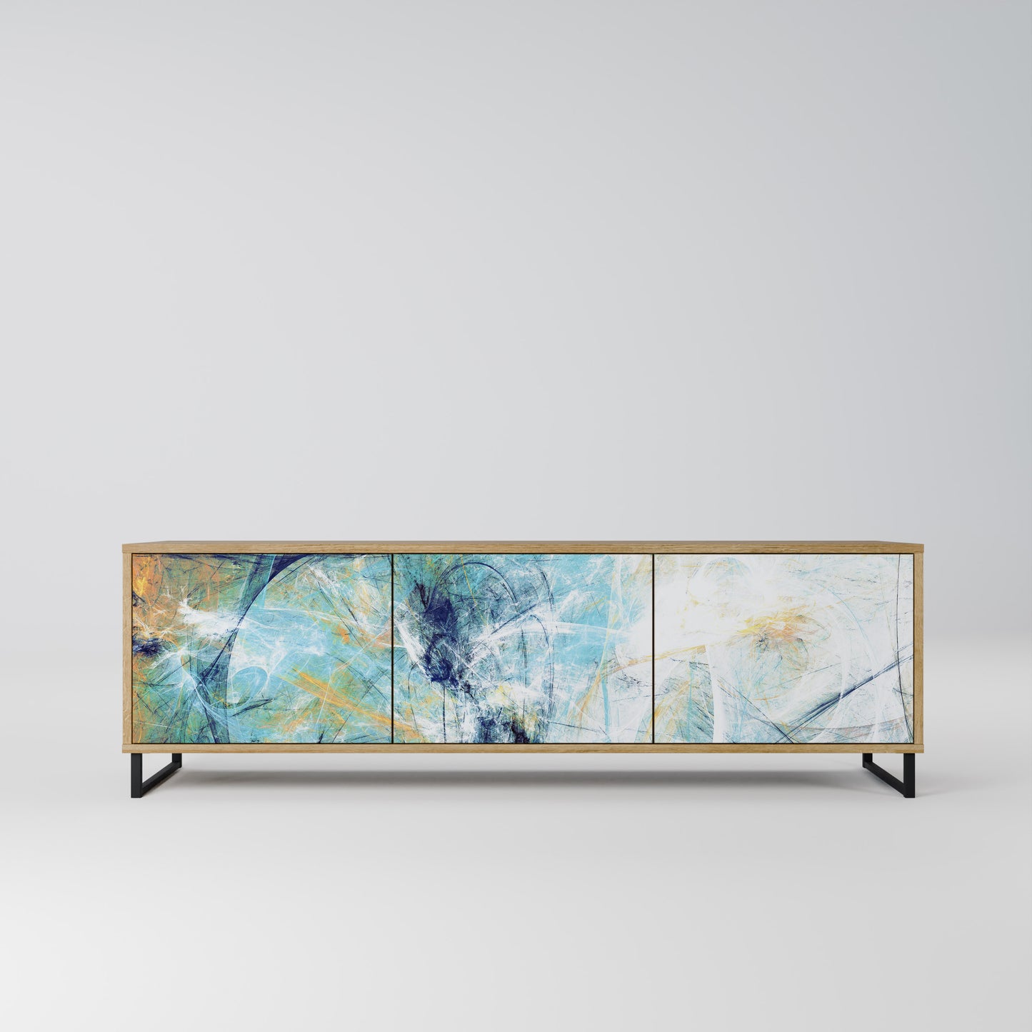 ABSTRACT THOUGHTS 3-Door TV Stand in Oak Effect
