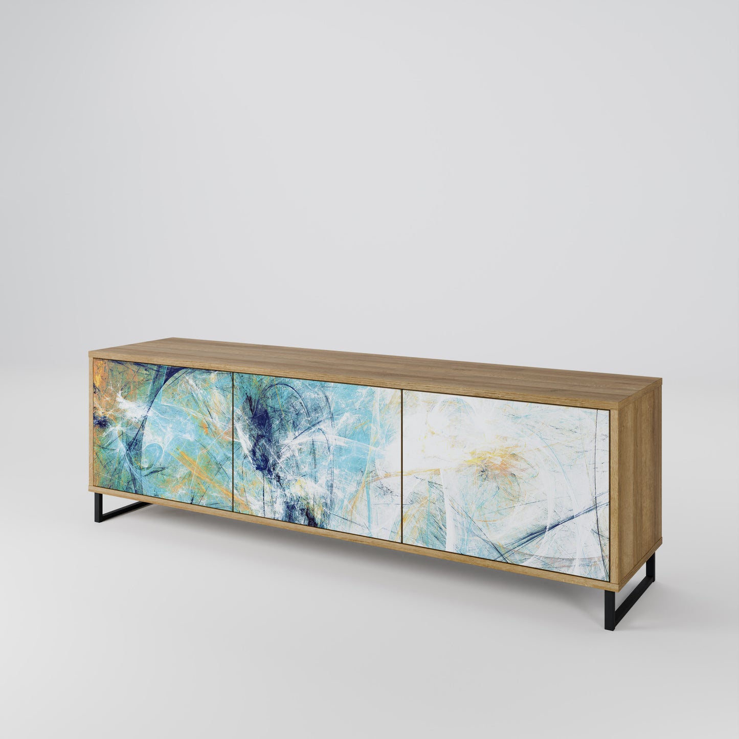 ABSTRACT THOUGHTS 3-Door TV Stand in Oak Effect