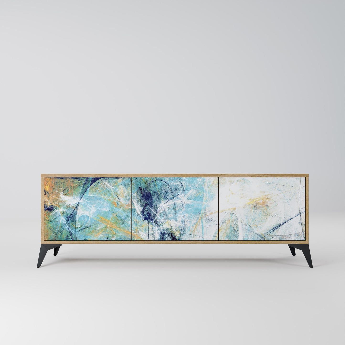 ABSTRACT THOUGHTS 3-Door TV Stand in Oak Effect
