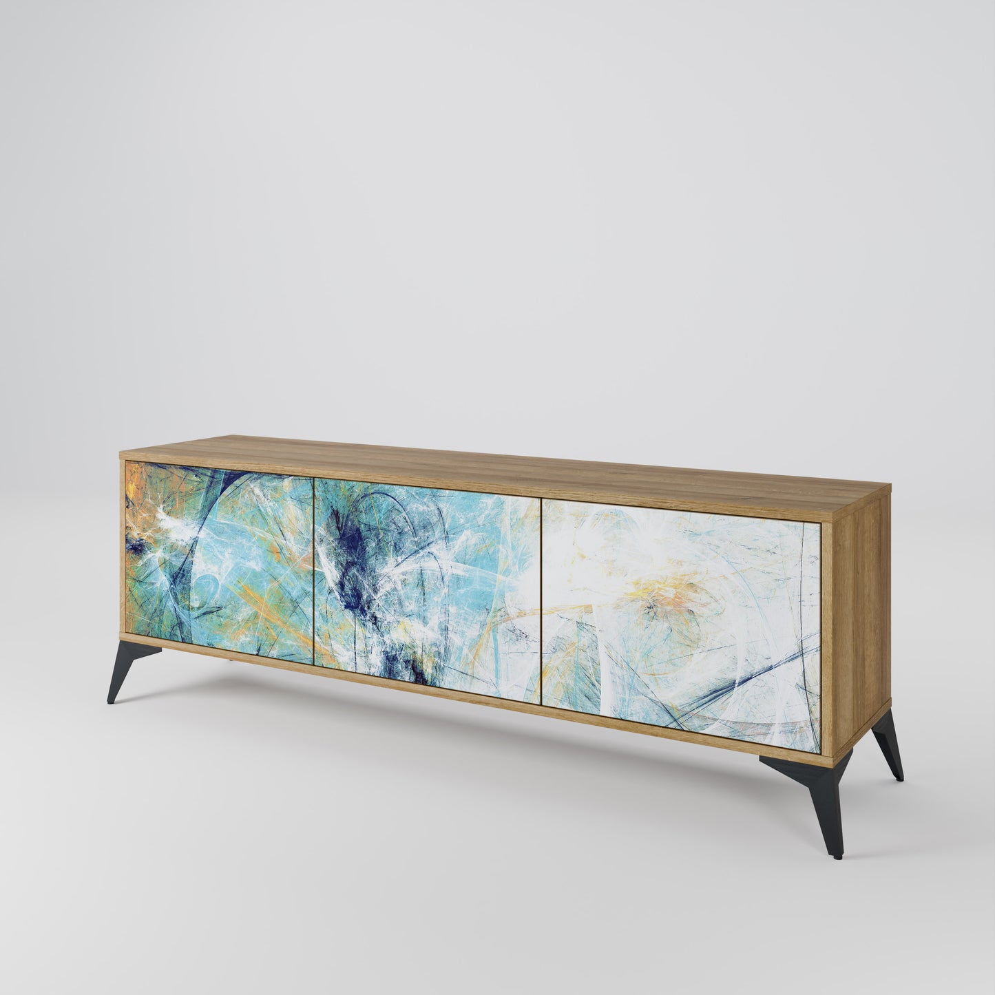 ABSTRACT THOUGHTS 3-Door TV Stand in Oak Effect
