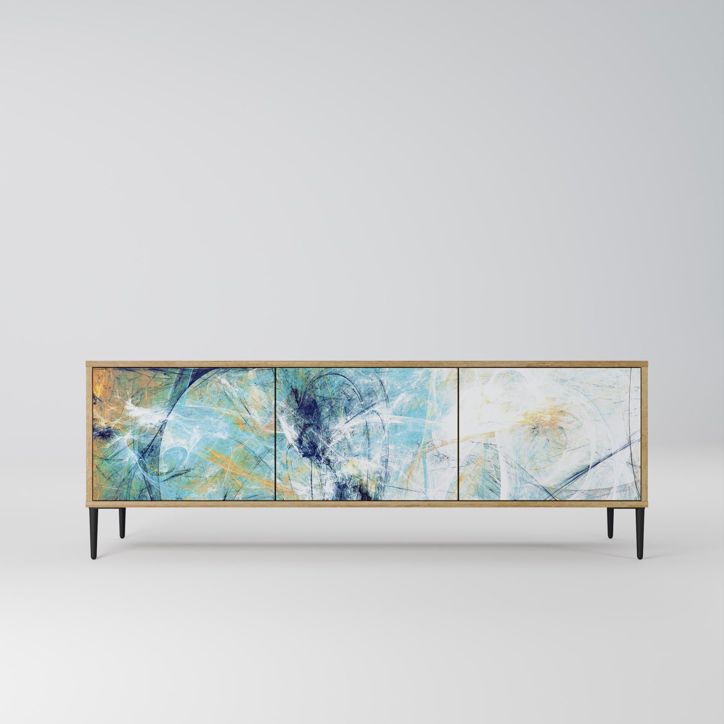 ABSTRACT THOUGHTS 3-Door TV Stand in Oak Effect