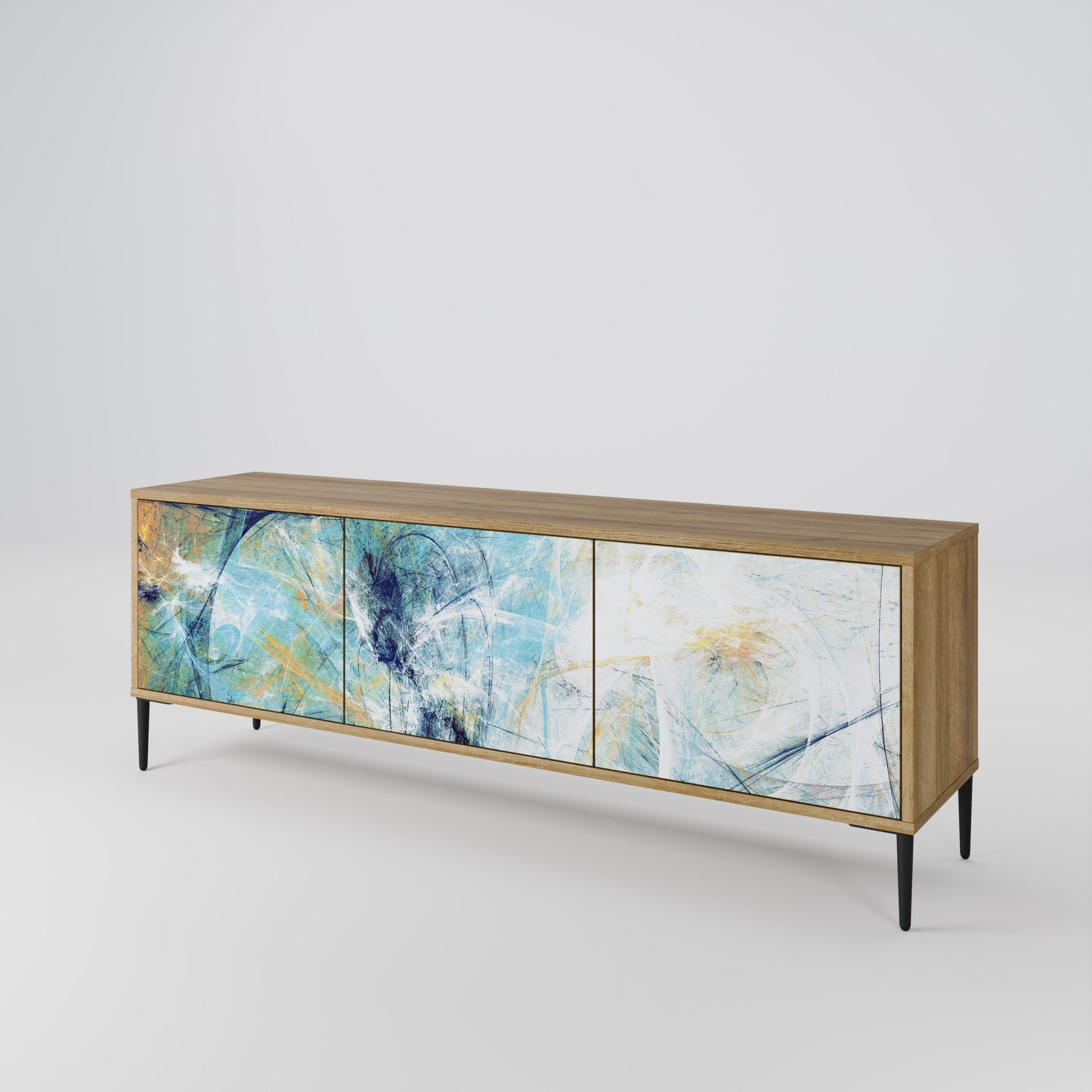 ABSTRACT THOUGHTS 3-Door TV Stand in Oak Effect