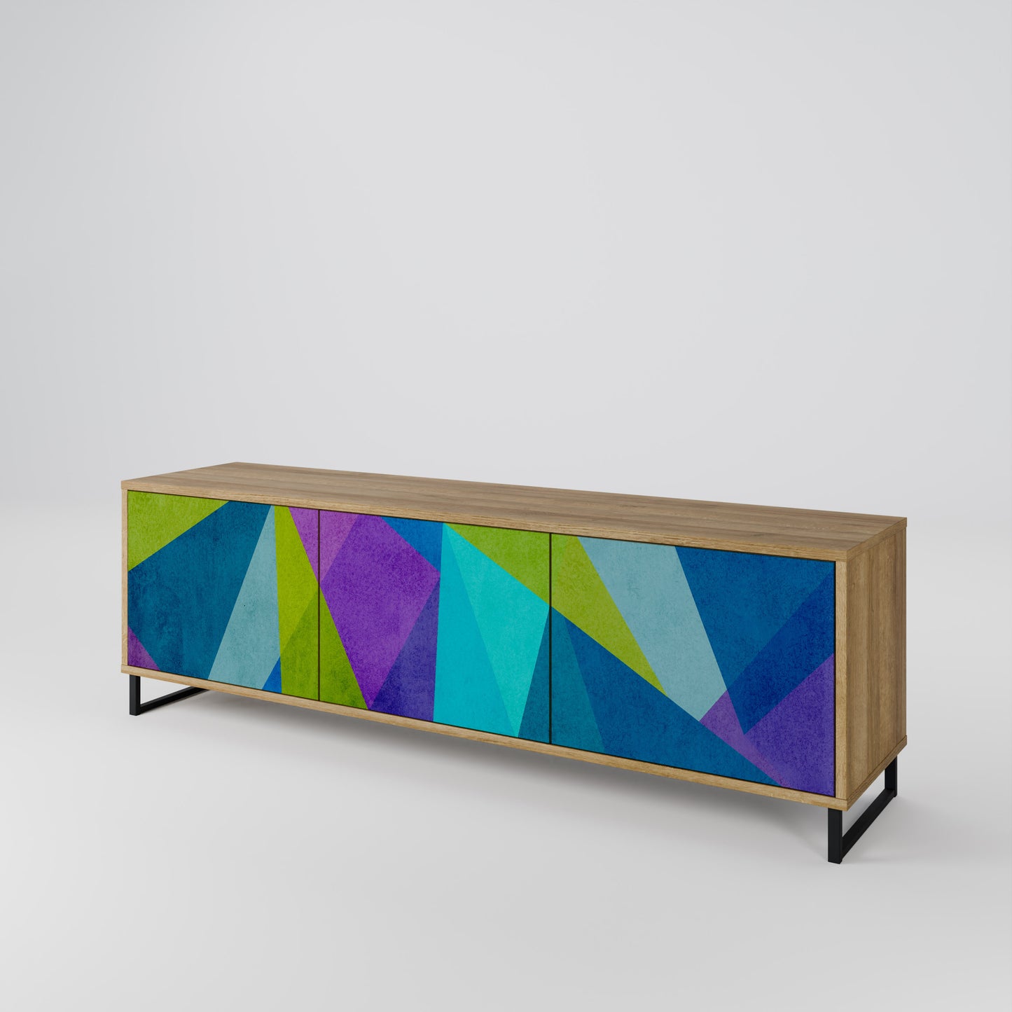 COLD SHOWCASE 3-Door TV Stand in Oak Effect