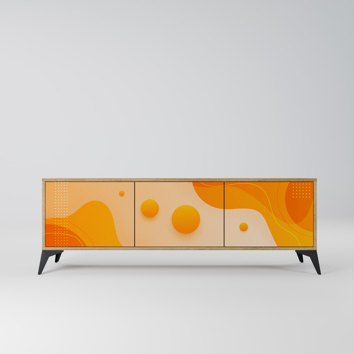 ORANGE ARRANGEMENT 3-Door TV Stand in Oak Effect