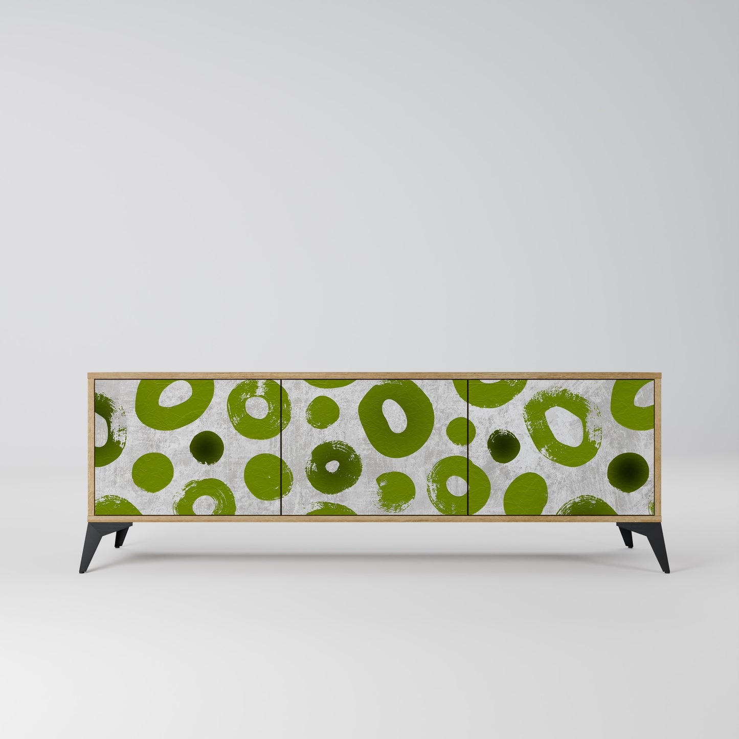 GREEN RHAPSODY 3-Door TV Stand in Oak Effect