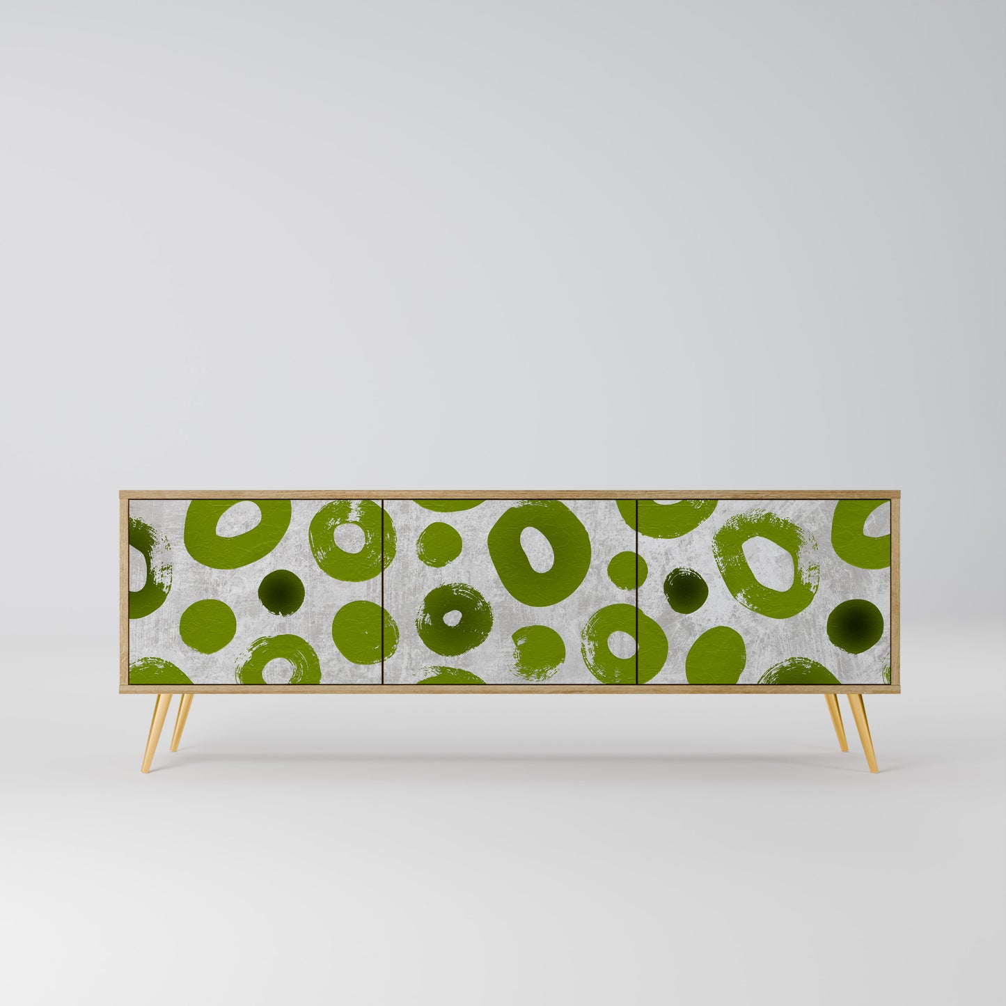 GREEN RHAPSODY 3-Door TV Stand in Oak Effect