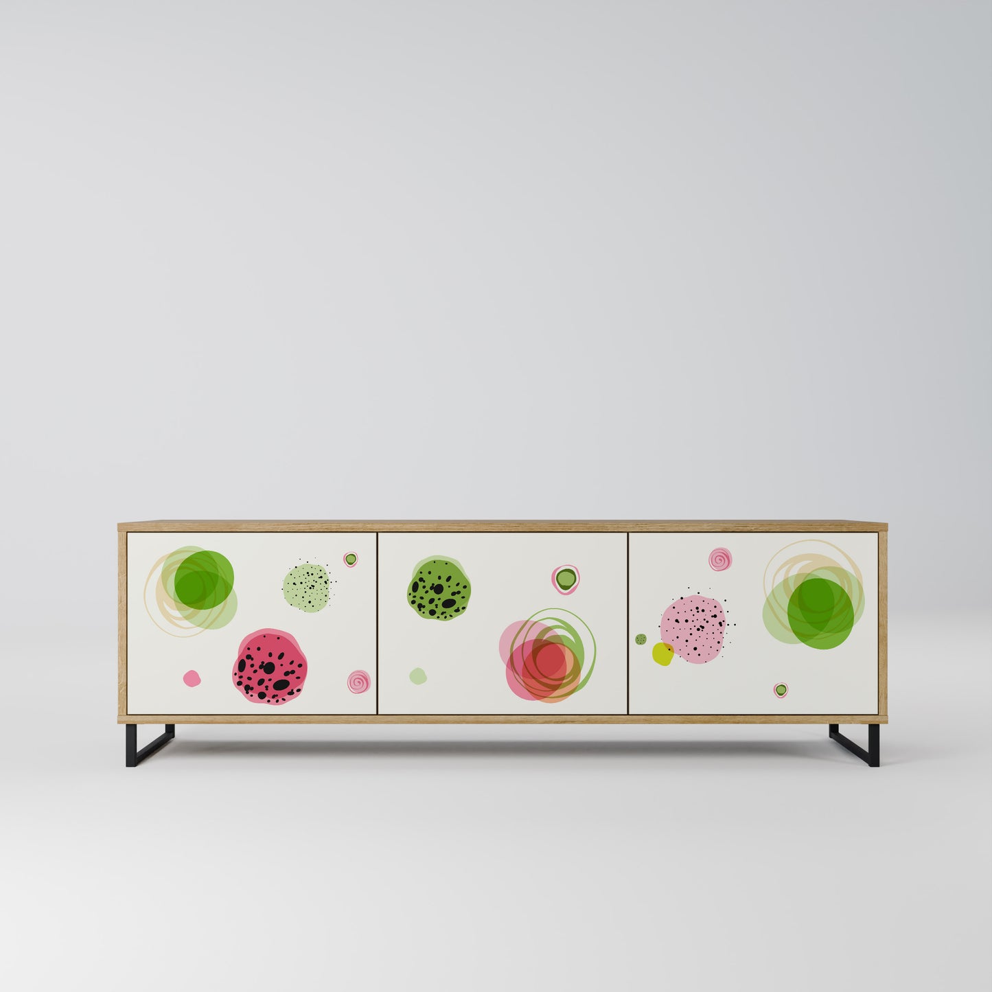 COLORFUL COSMOS 3-Door TV Stand in Oak Effect