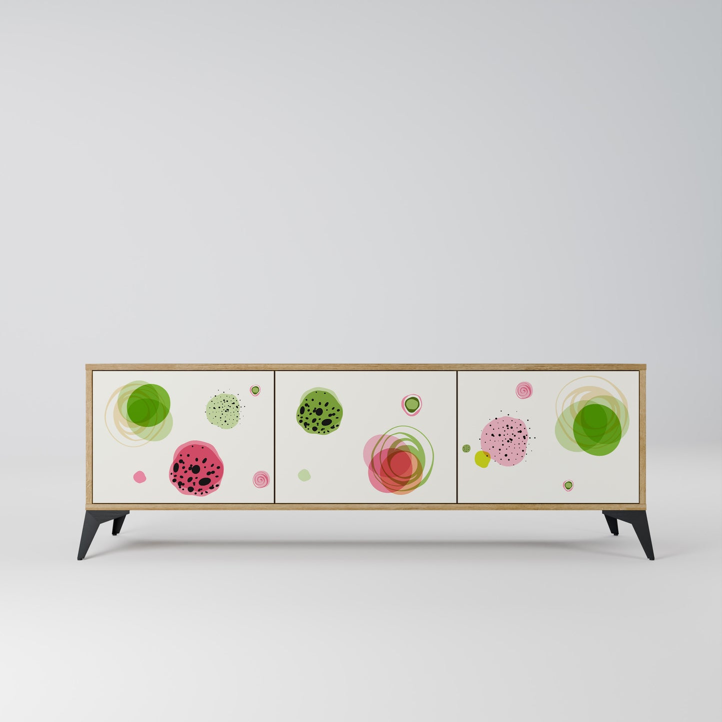 COLORFUL COSMOS 3-Door TV Stand in Oak Effect