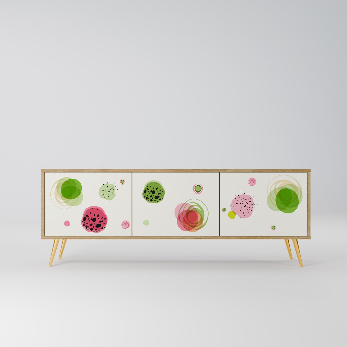 COLORFUL COSMOS 3-Door TV Stand in Oak Effect