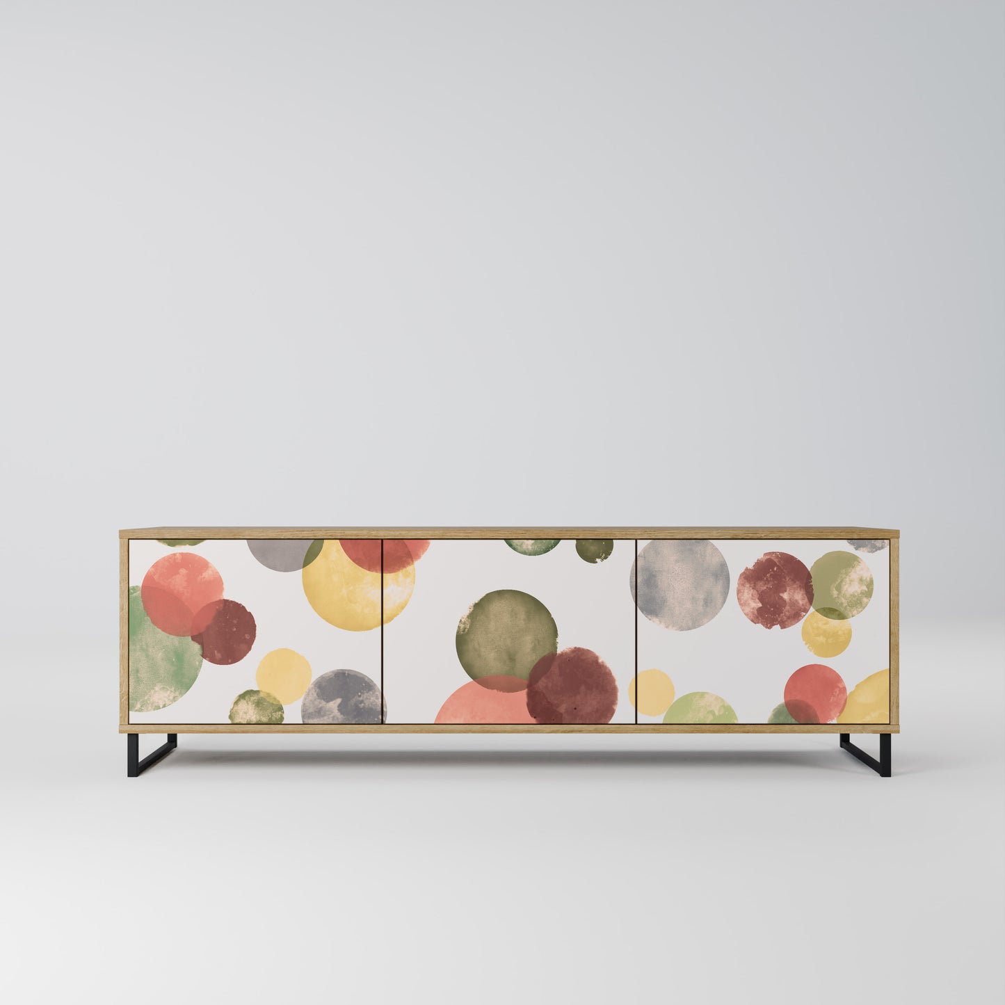 FLEETING HAPPINESS 3-Door TV Stand in Oak Effect