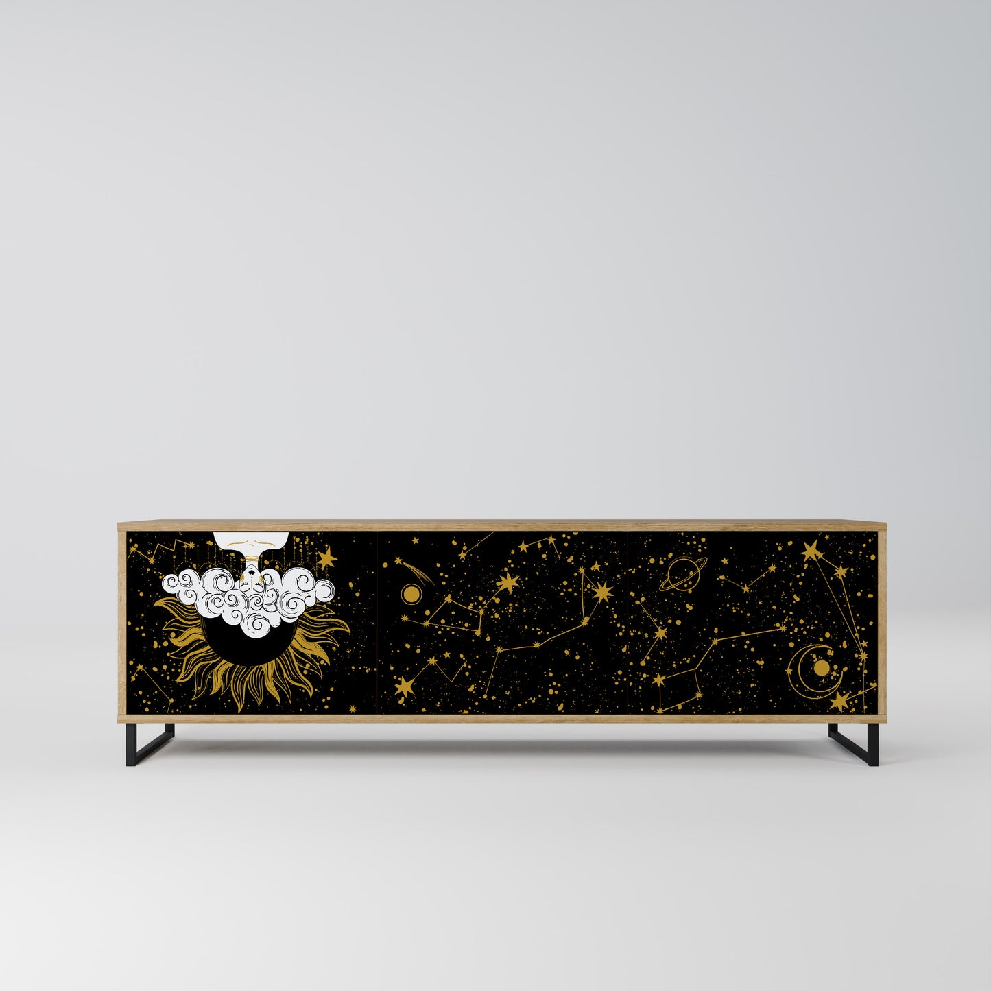 STELLAR CONSTELLATIONS 3-Door TV Stand in Oak Effect