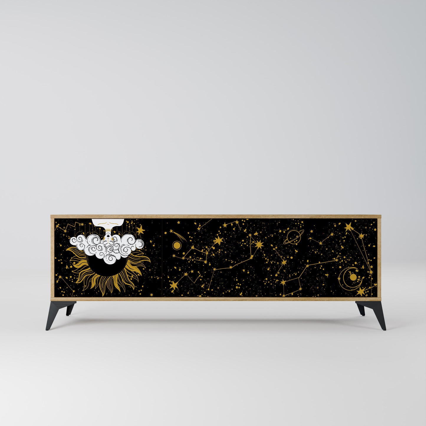 STELLAR CONSTELLATIONS 3-Door TV Stand in Oak Effect