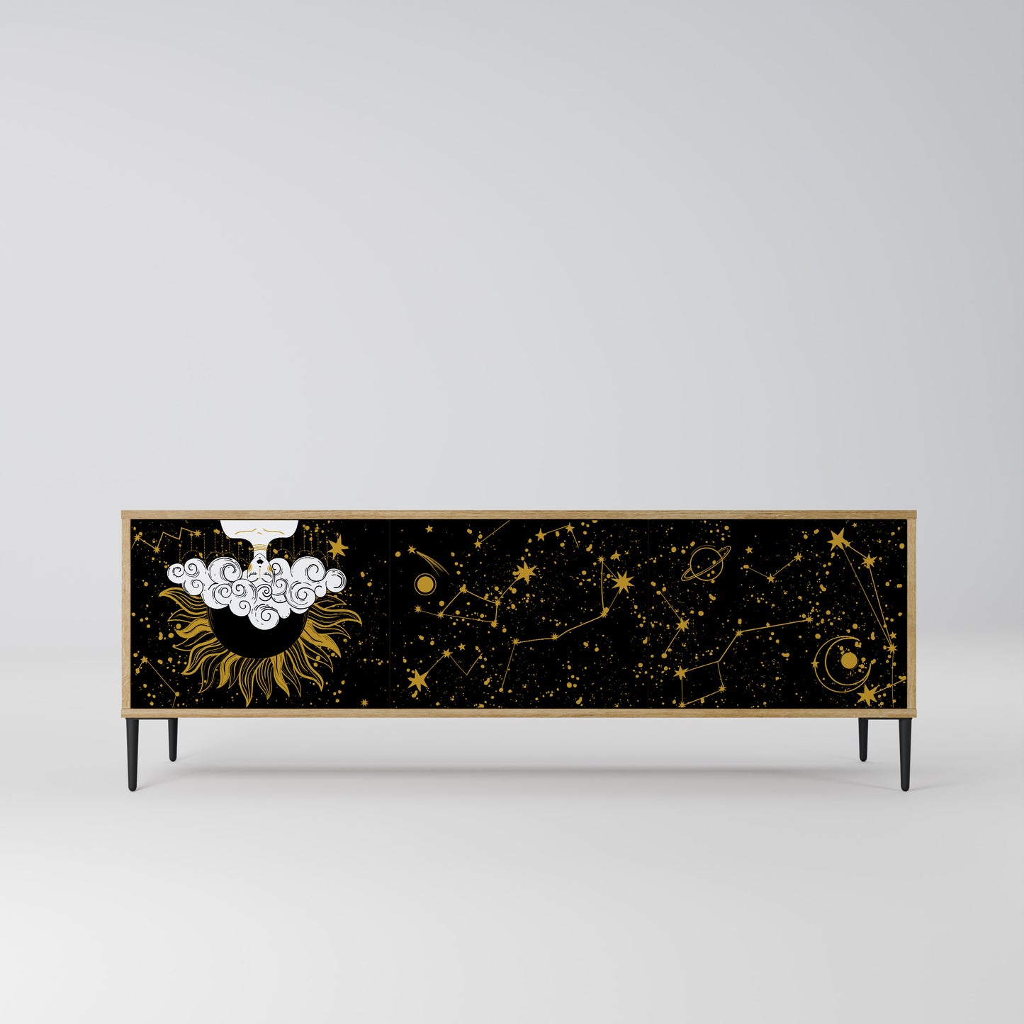 STELLAR CONSTELLATIONS 3-Door TV Stand in Oak Effect