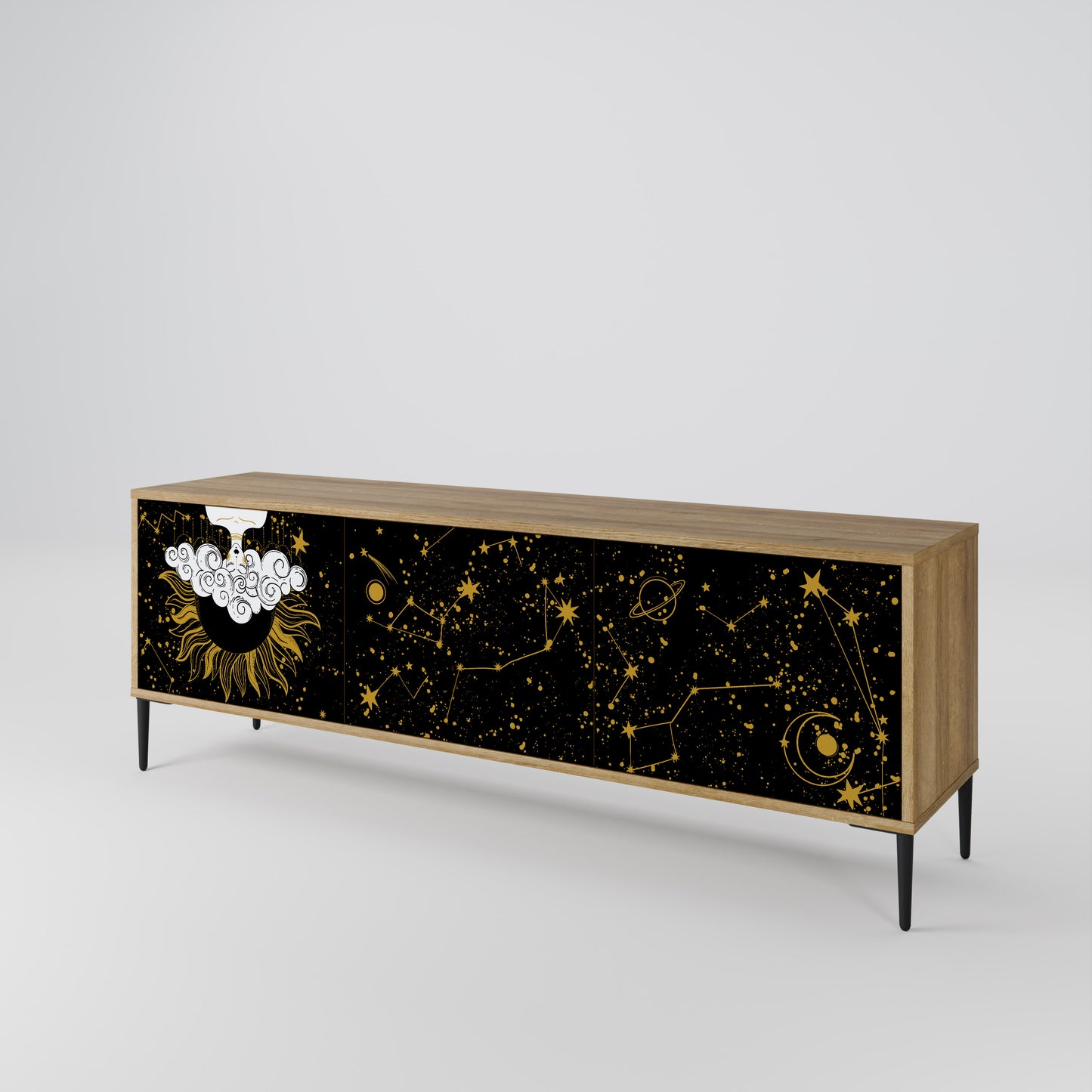 STELLAR CONSTELLATIONS 3-Door TV Stand in Oak Effect