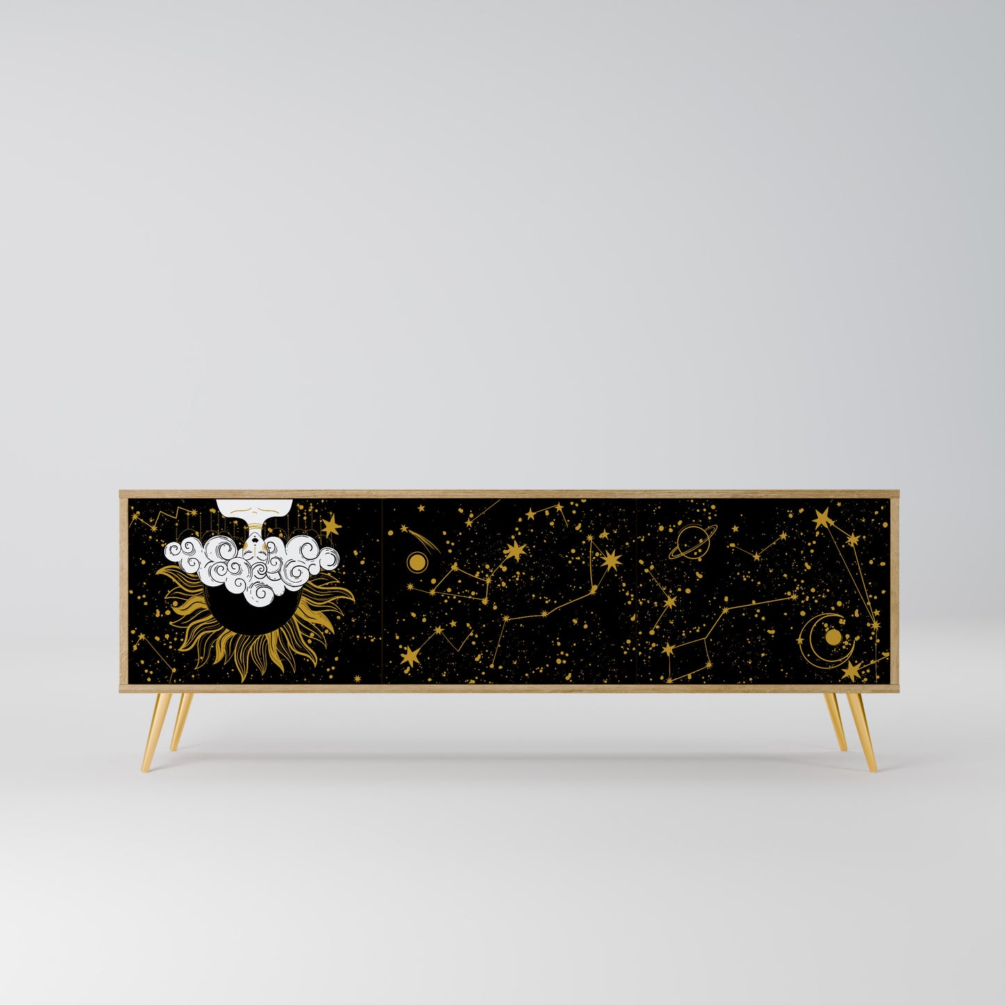 STELLAR CONSTELLATIONS 3-Door TV Stand in Oak Effect