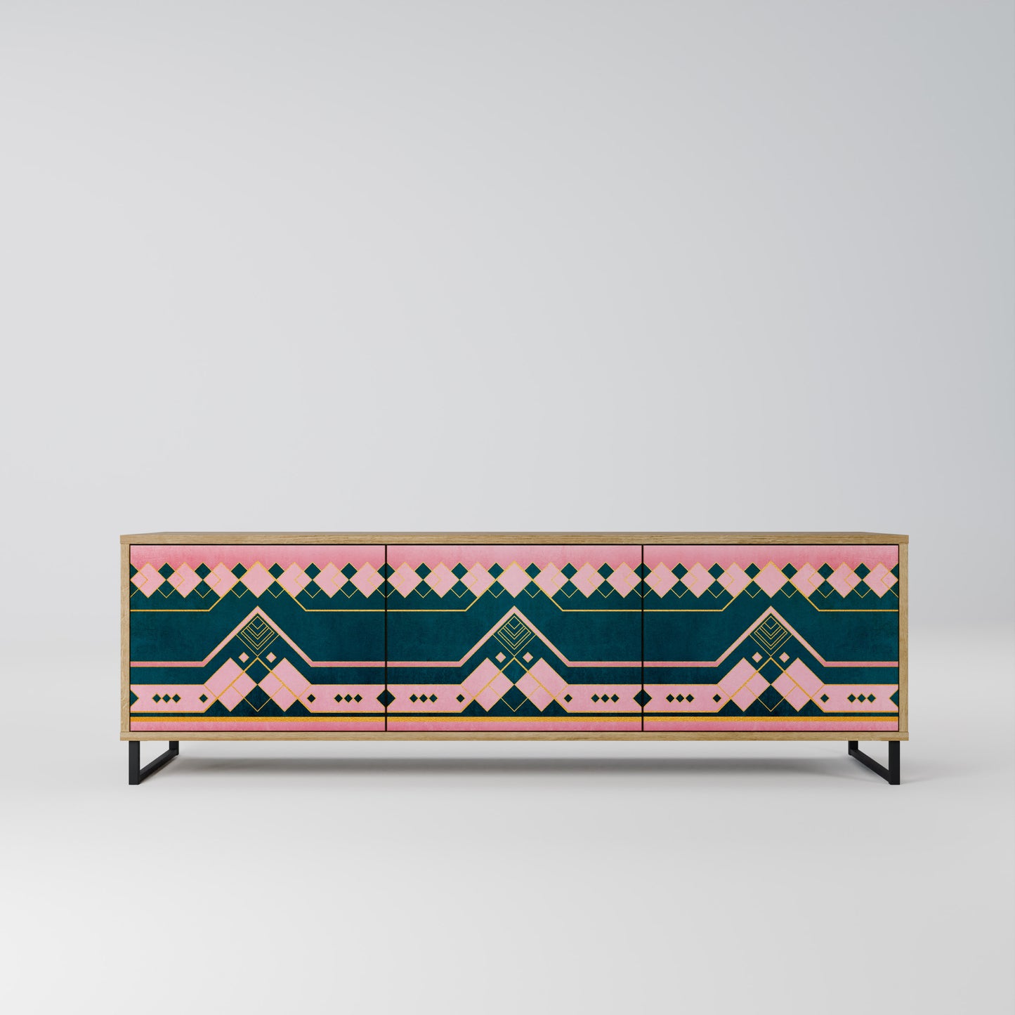 ROYAL COMPOSITION 3-Door TV Stand in Oak Effect