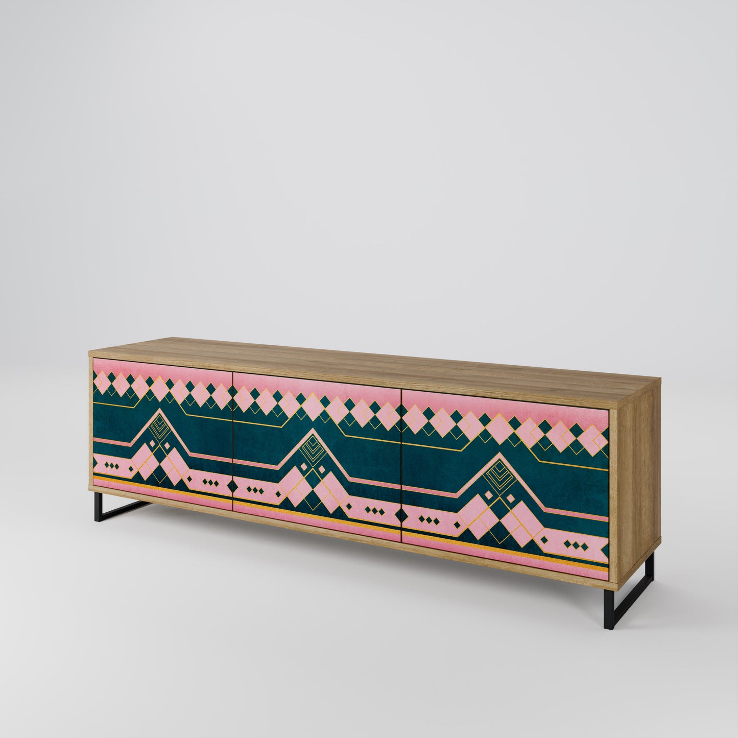 ROYAL COMPOSITION 3-Door TV Stand in Oak Effect