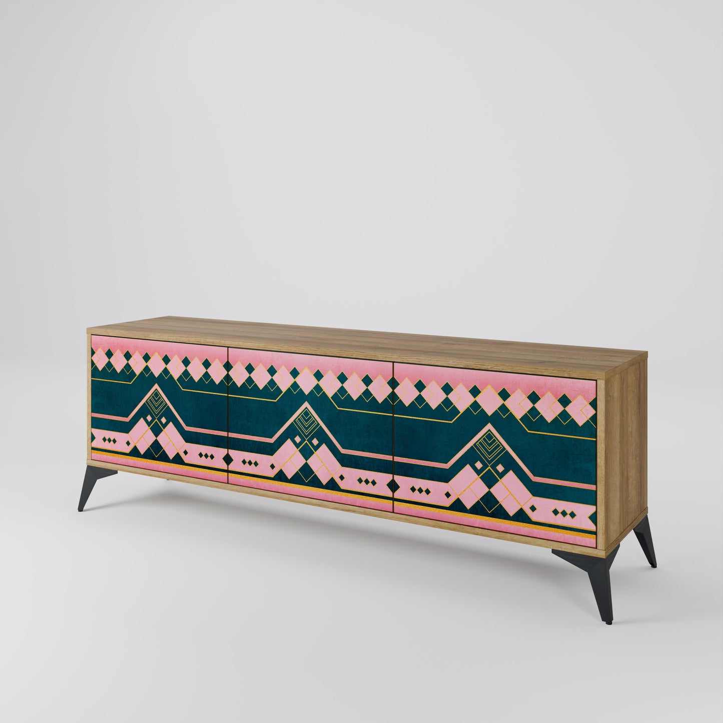 ROYAL COMPOSITION 3-Door TV Stand in Oak Effect