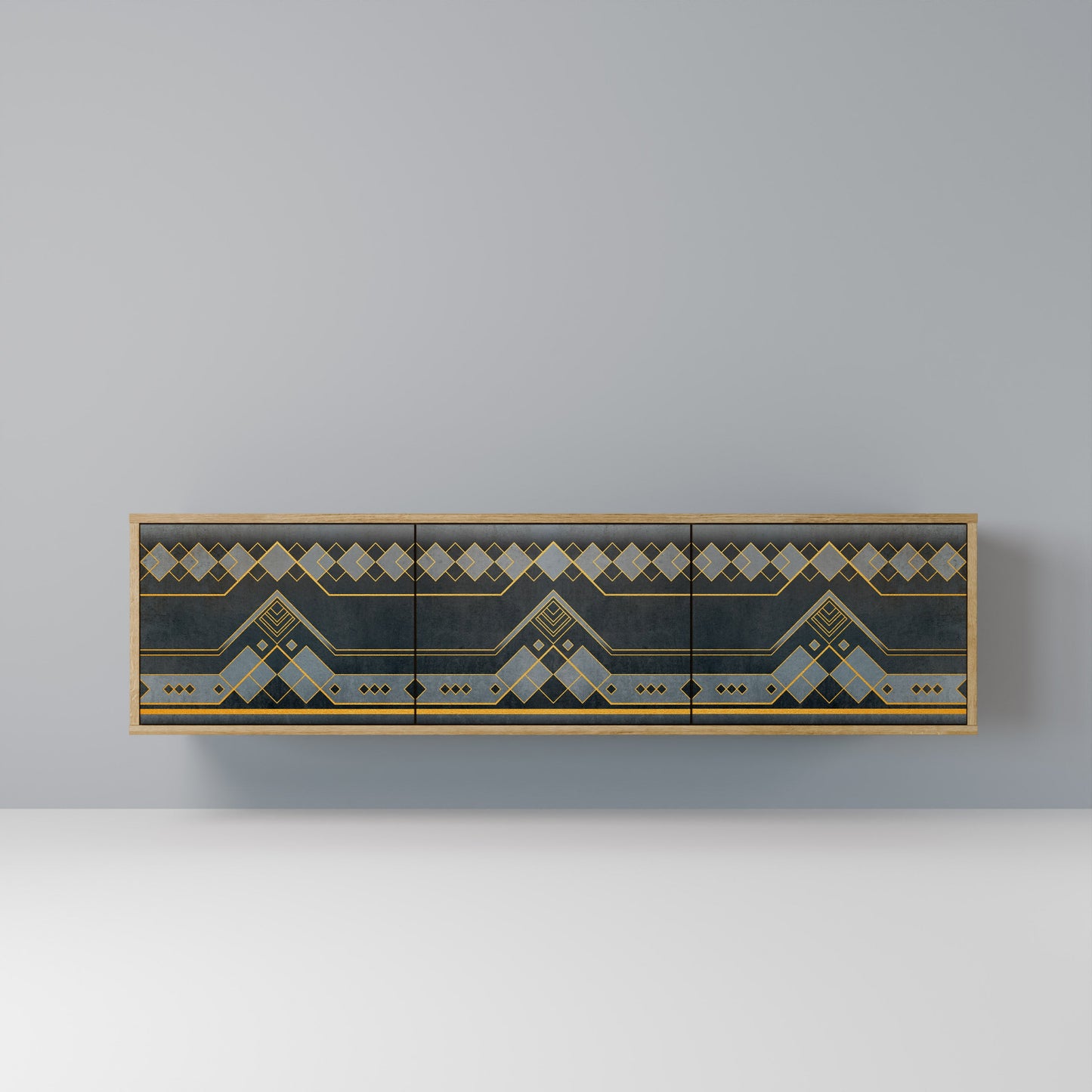 ROYAL ORDINARINESS 3-Door TV Stand in Oak Effect