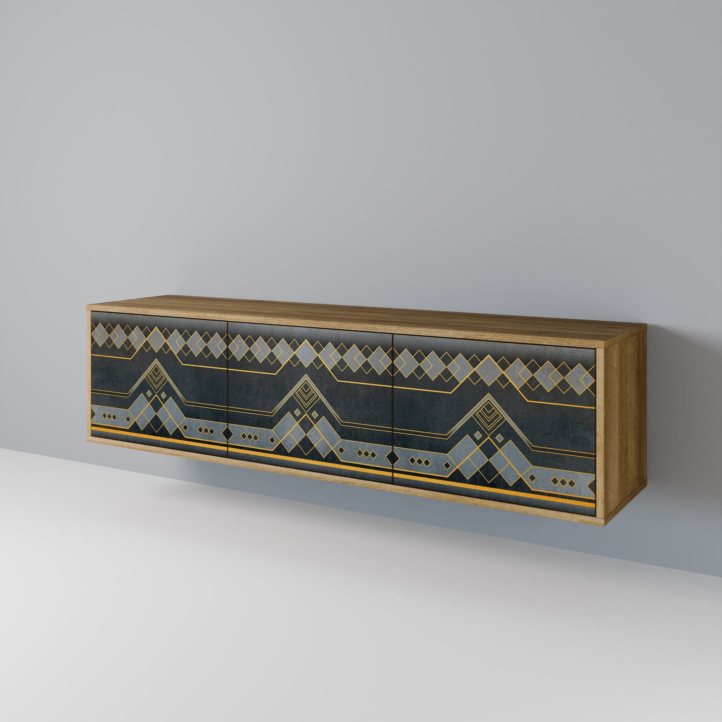 ROYAL ORDINARINESS 3-Door TV Stand in Oak Effect