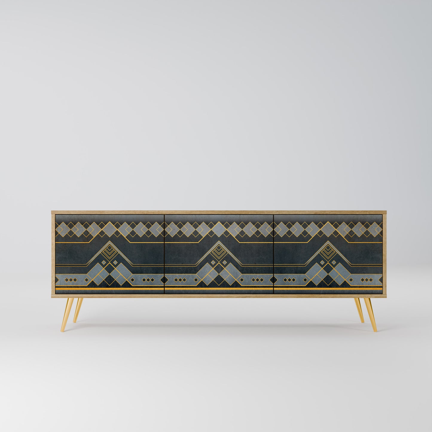 ROYAL ORDINARINESS 3-Door TV Stand in Oak Effect
