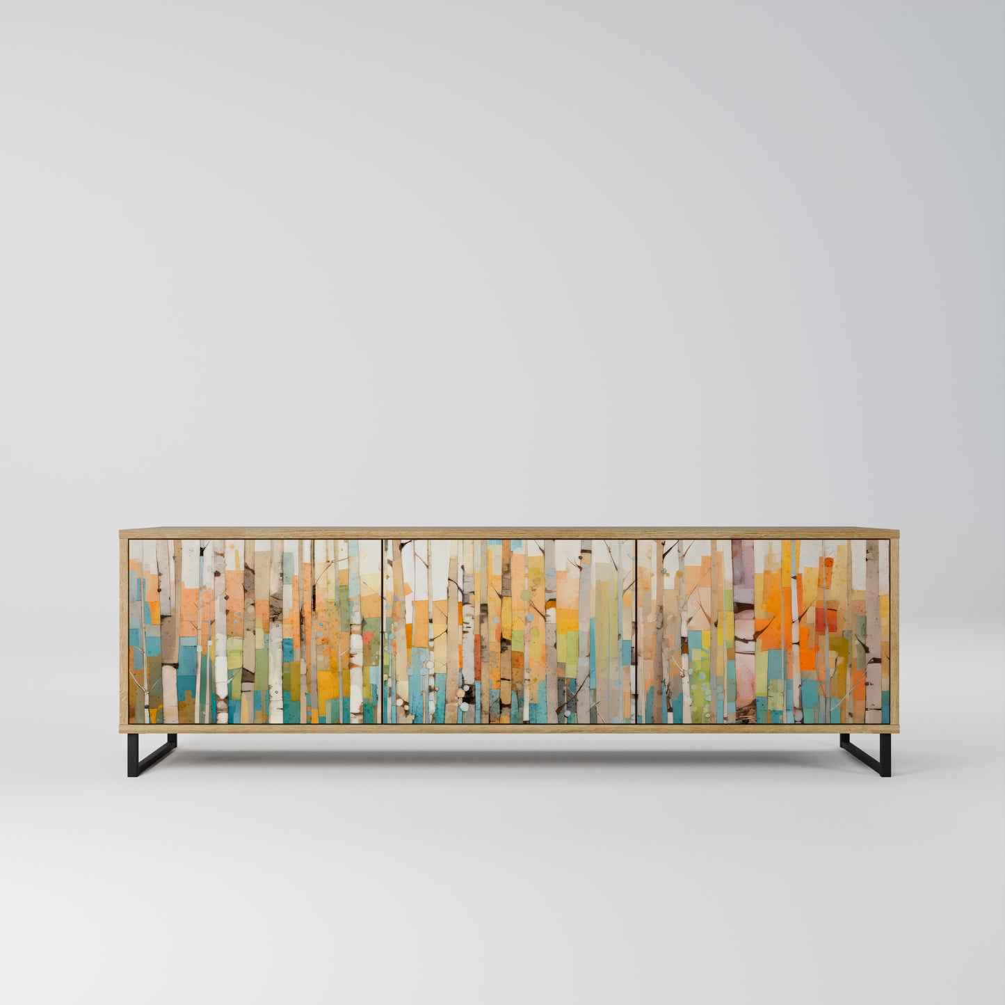 BIRCH KALEIDOSCOPE 3-Door TV Stand in Oak Effect