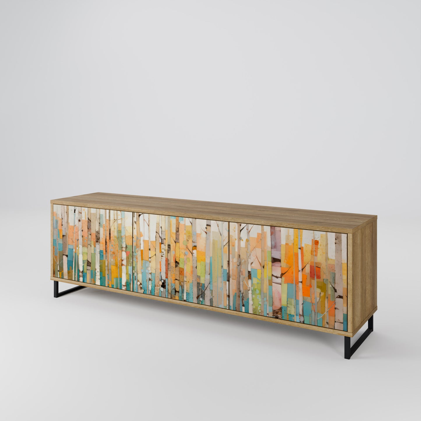 BIRCH KALEIDOSCOPE 3-Door TV Stand in Oak Effect