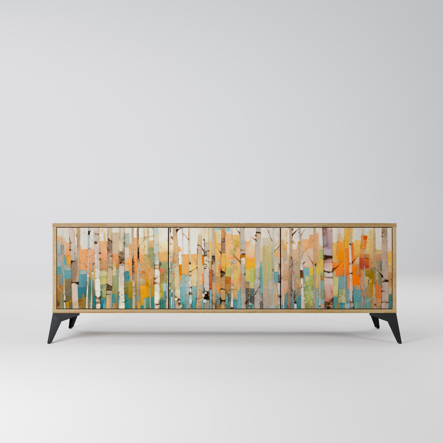 BIRCH KALEIDOSCOPE 3-Door TV Stand in Oak Effect