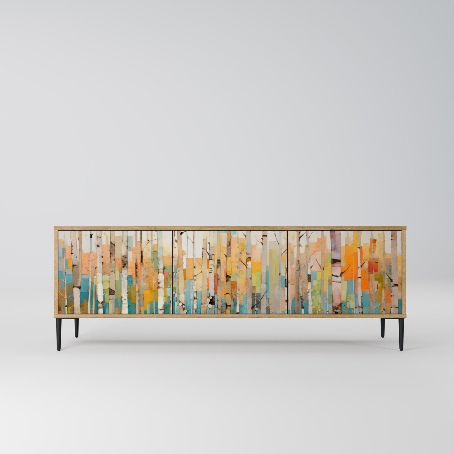 BIRCH KALEIDOSCOPE 3-Door TV Stand in Oak Effect