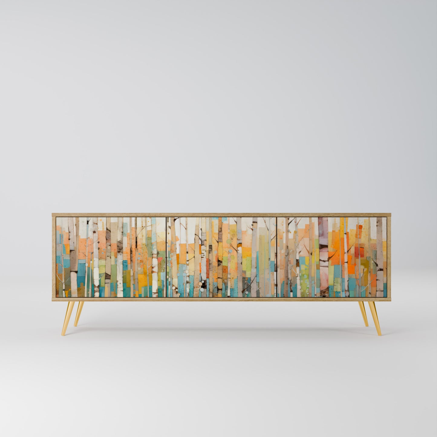 BIRCH KALEIDOSCOPE 3-Door TV Stand in Oak Effect