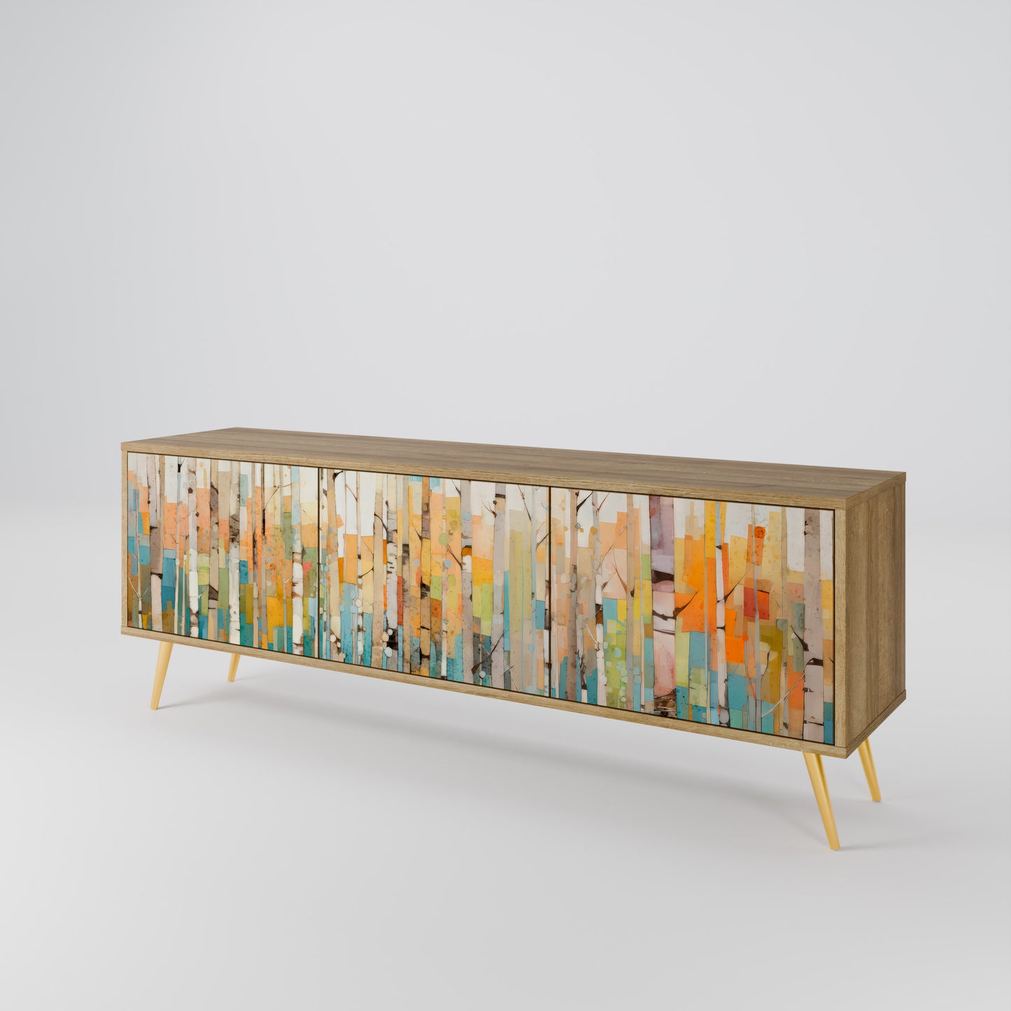 BIRCH KALEIDOSCOPE 3-Door TV Stand in Oak Effect
