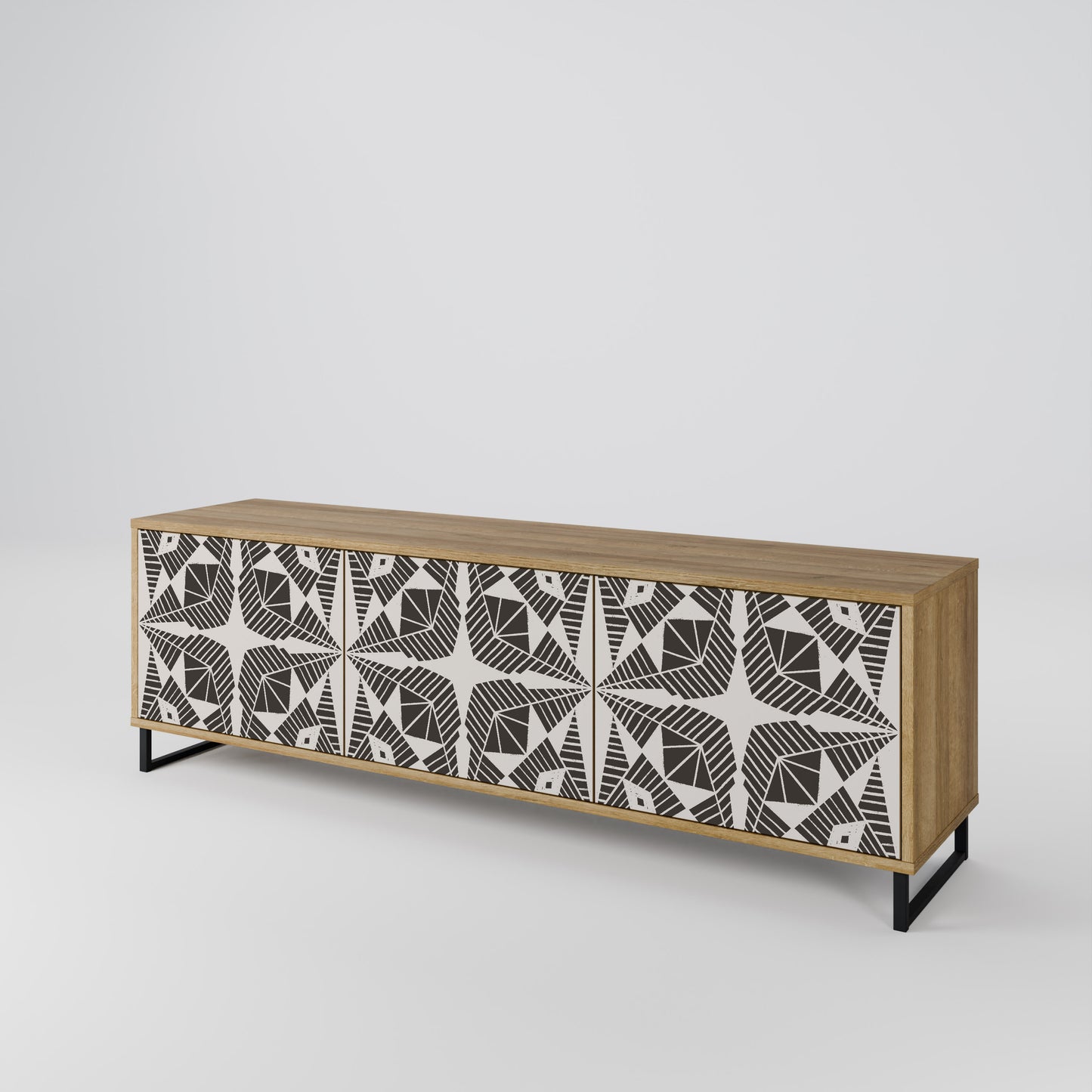 MONOCHROME NEXUS 3-Door TV Stand in Oak Effect