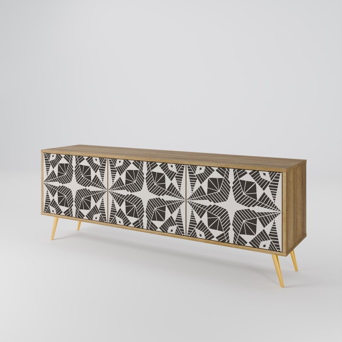 MONOCHROME NEXUS 3-Door TV Stand in Oak Effect