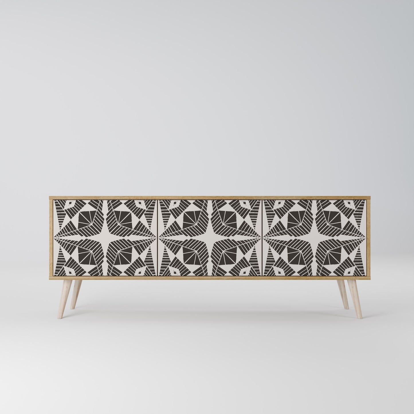 MONOCHROME NEXUS 3-Door TV Stand in Oak Effect