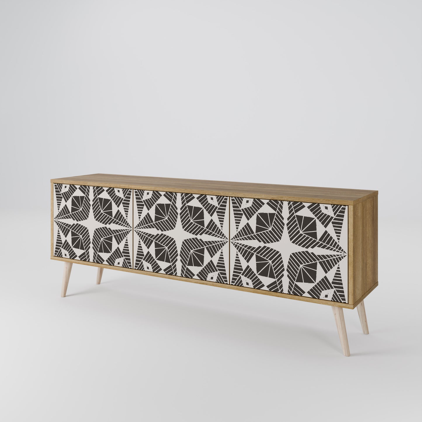 MONOCHROME NEXUS 3-Door TV Stand in Oak Effect