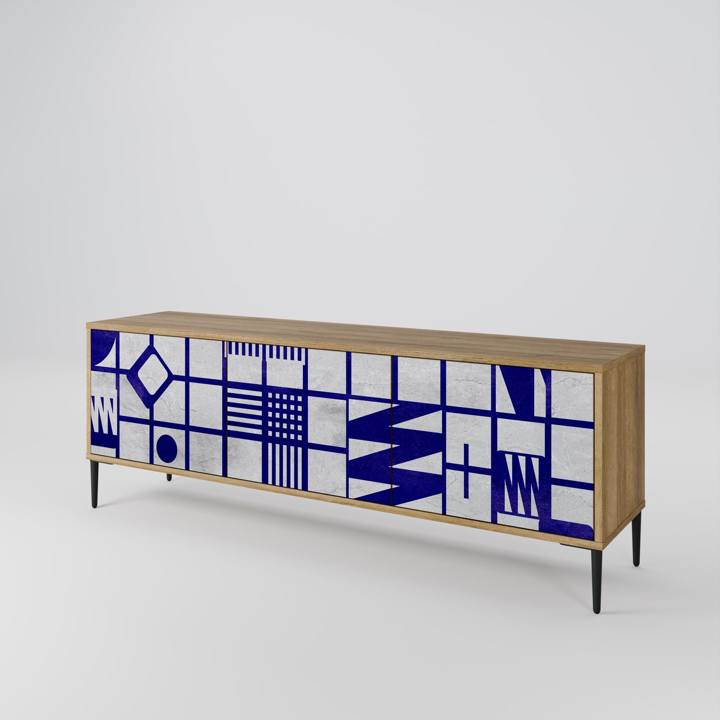 THE RIGHT PLACES 3-Door TV Stand in Oak Effect