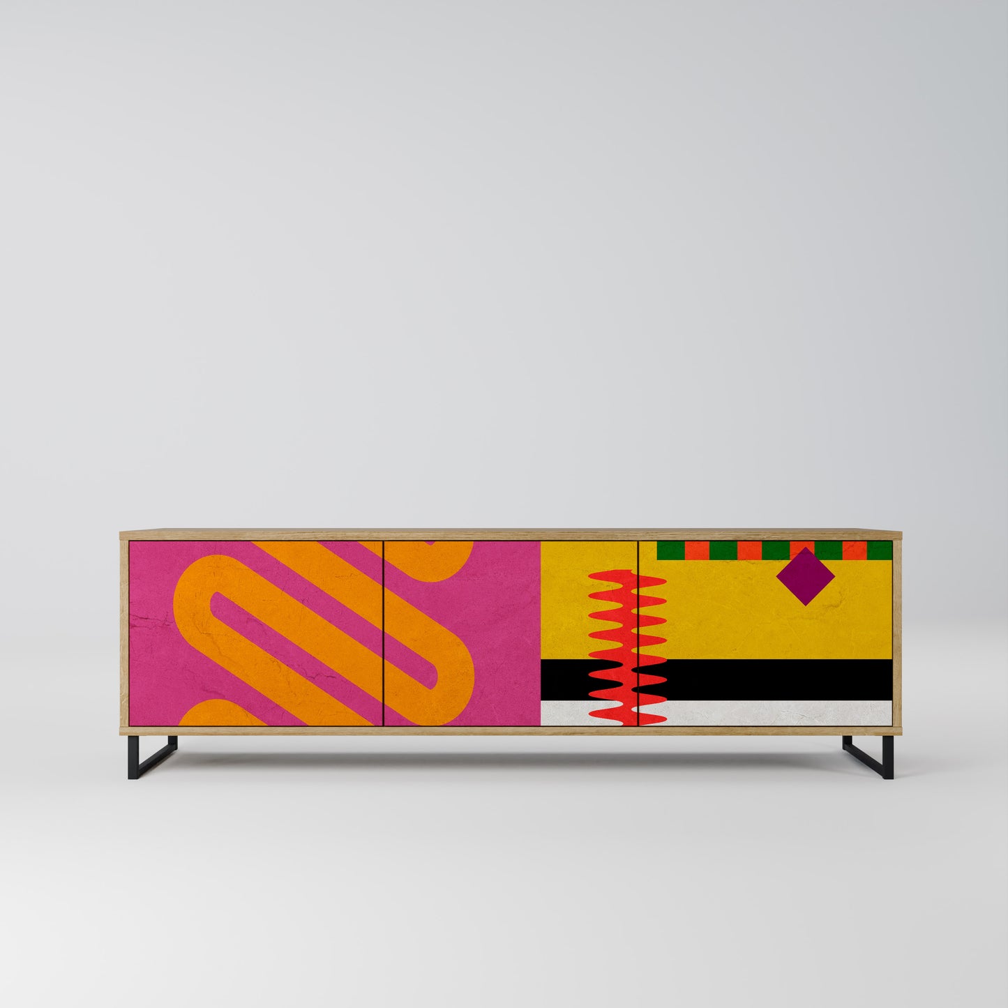 VIVID ART 3-Door TV Stand in Oak Effect