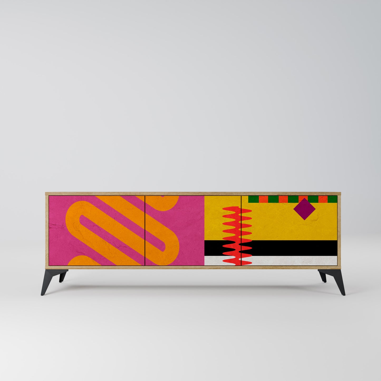 VIVID ART 3-Door TV Stand in Oak Effect
